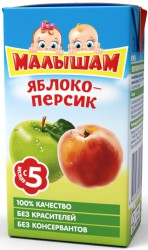 Сок, Фрутоняня 125 мл Малышам яблоко персик неосветленный с 5 мес